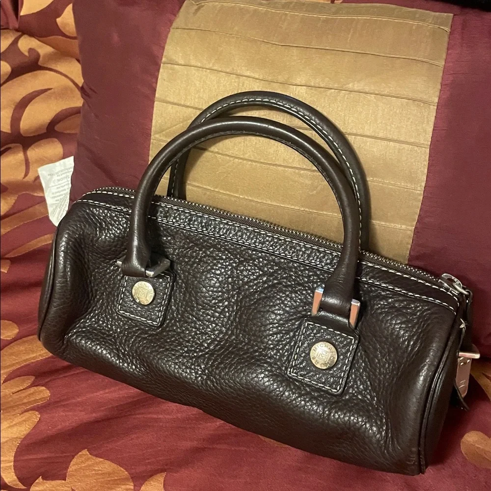 Classic Brown Leather Satchel Handbag